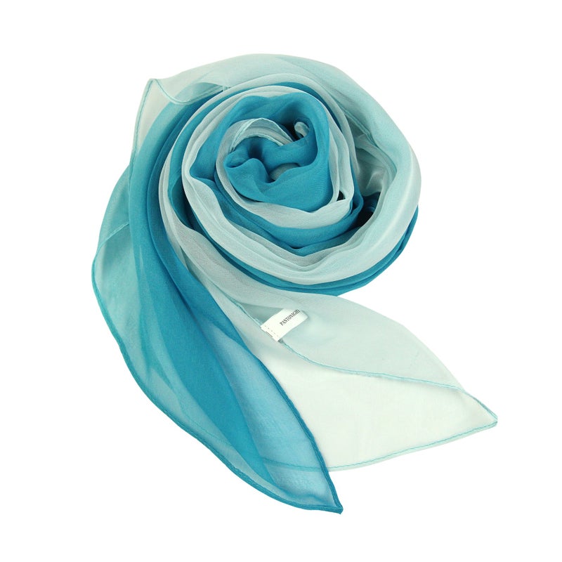 PANTONIGHT Long Chiffon Sheer Scarf Gradient Sky Blue Shaded Colors Lightweight Scarf For Womens (Color 092) - Image 3